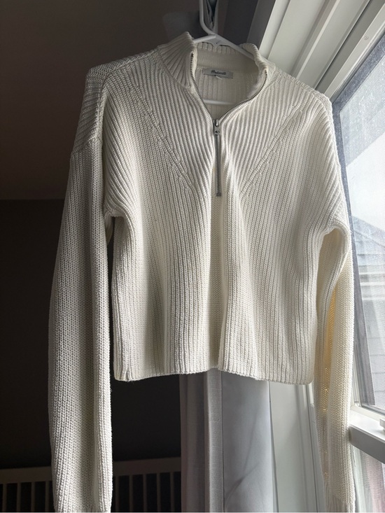 Madewell Sweaters - Madewell Cream Ribbed Half-Zip Sweater